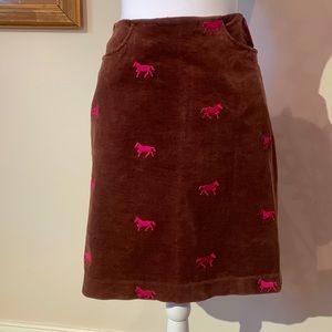 Lilly Pulitzer, size 2 corduroy/embroidered skirt.